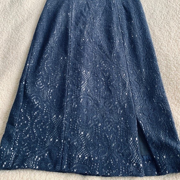 KAY Unger Navy Blue Open Crochet Lace White Under size 2 - Picture 4 of 16